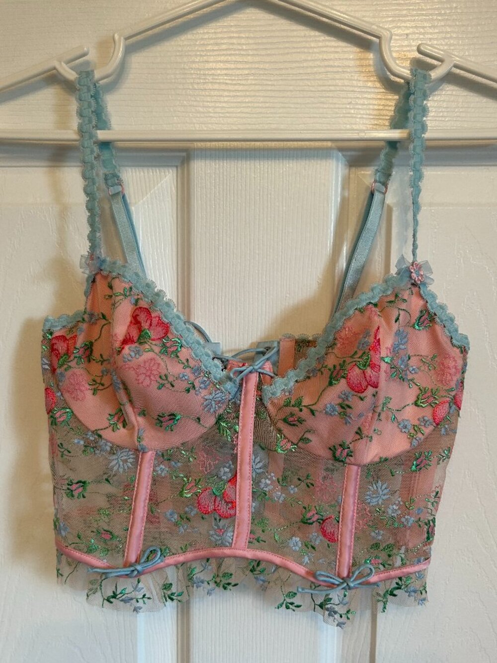 For Love and Lemons Boho Festival Swaying Rose Bustier Corset Lace Top Small